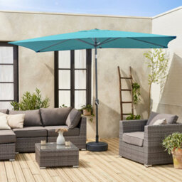 Sweeek - 2X3M Rectangular Centre Pole Parasol Touquet Turquoise