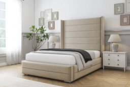 "Sloomy Sterling Almond Coniston Bed Frame With Mattress With 50""  Upholstered Wingback Headboard 6' Super King" - thumbnail 2