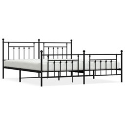 Berkfield Metal Bed Frame With Headboard And Footboard Black 193X203 Cm - thumbnail 2