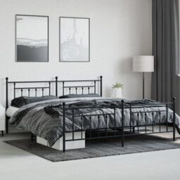 Berkfield Metal Bed Frame With Headboard And Footboard Black 193X203 Cm - thumbnail 3