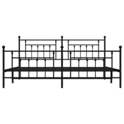 Berkfield Metal Bed Frame With Headboard And Footboard Black 193X203 Cm - thumbnail 6
