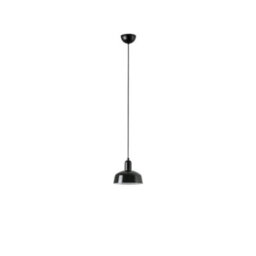 Luminosa Lighting Luminosa Tatawin Small Dome Pendant Ceiling Light Black, Gloss Black 1X E27