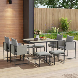Outsunny 8 Seater Garden Dining Set, Cube Garden Furniture With Cushions - thumbnail 8