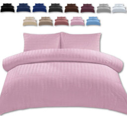 TheWhiteWater Limited Duvet Cover Set Seersucker Single/double/king/super King Bedding Set - Duvet Cover + Matching Pillowcase - Pink - thumbnail 1