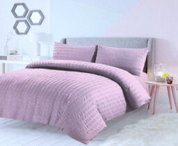 TheWhiteWater Limited Duvet Cover Set Seersucker Single/double/king/super King Bedding Set - Duvet Cover + Matching Pillowcase - Pink - thumbnail 2