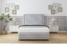 "Sloomy Ashford Silver Naples Divan Bed Base 4 Drawers-26"" Strutted Headboard  12"" Footboard 5' King" - thumbnail 2