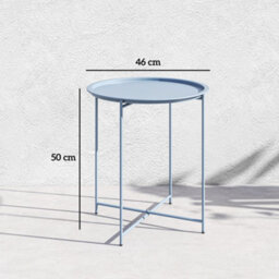 Outsunny 46Cm Round Garden Table Side Table With Removable Tray, Blue Grey - thumbnail 3