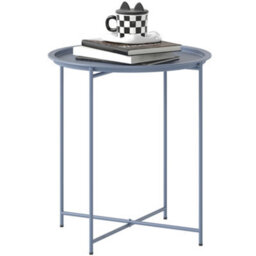 Outsunny 46Cm Round Garden Table Side Table With Removable Tray, Blue Grey - thumbnail 2