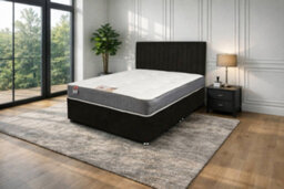 "Knight Sleep Emily Black Naples 2Ft6 Bed Set With Orthopaedic Mattress, No Drawers & 24""headboard - Small Single" - thumbnail 1