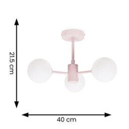 Valuelights Marlow Blush Pink 3 Way Ceiling Light With White Frosted Glass Globe Lampshades - thumbnail 5