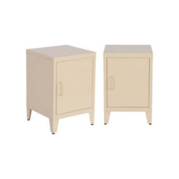 Sweeek - Set Of 2 Industrial Bedside Tables, 1 Door, Soho, Beige, 38X38X57 Cm - thumbnail 2