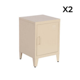 Sweeek - Set Of 2 Industrial Bedside Tables, 1 Door, Soho, Beige, 38X38X57 Cm - thumbnail 7