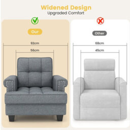 Costway Modern Accent Armchair Tufted Upholstered Linen Club Chair With Extra Pillow - thumbnail 7