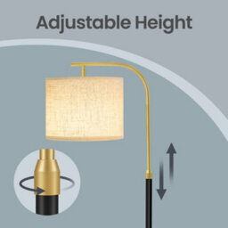 Ledrem Led Floor Lamp, Adjustable Height Standing Lamp With Fabric Lampshade For Living Room, 151-176 Cm, Matte Black - thumbnail 6