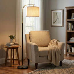 Ledrem Led Floor Lamp, Adjustable Height Standing Lamp With Fabric Lampshade For Living Room, 151-176 Cm, Matte Black - thumbnail 4