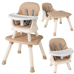 Costway 6-In-1 Baby High Chair Convertible Infant Feeding Chair-Khaki