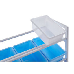 Orsina Sleek Three Tier White And Blue Storage Unit, Angled Buckets Storage Unit For Kids Room, Slim Storage Boxes - thumbnail 7
