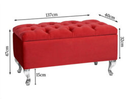Londona 137Cm Chesterfield Ottoman Storage Bench - Plush Velvet Shoe Bench - Claret Red Upholstery Footstool With Storage - thumbnail 3