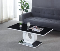 Modernique White Gloss Finish Black Tempered Glass Top Coffee Table - thumbnail 3