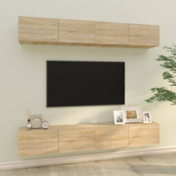 Berkfield Wall Tv Cabinets 4 Pcs Sonoma Oak 100X30X30 Cm - thumbnail 1