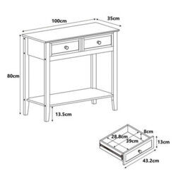 Melody Maison Large 2 Drawer Sideboard Console Table - Rowley Pale Cream Range - thumbnail 7