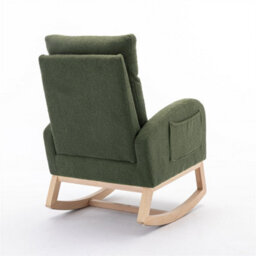 Abrihome Mid Century Modern Teddy Fabric Upholstered Rocking Chair Padded Seat For Living Room Bedroom, Green - thumbnail 6