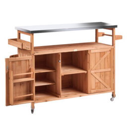 Beliani Outdoor Kitchen Island Scanno Light Brown Fir Wood - thumbnail 5