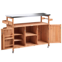Beliani Outdoor Kitchen Island Scanno Light Brown Fir Wood - thumbnail 6