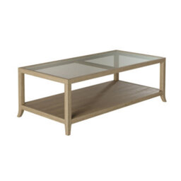 Wyld Haus Portugal Oak And Cane Coffee Table With Glass Top - thumbnail 5