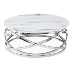 Furniture in Fashion Enrico Round Glass Coffee Table In Diva Marble Effect - thumbnail 4