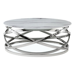 Furniture in Fashion Enrico Round Glass Coffee Table In Diva Marble Effect - thumbnail 3