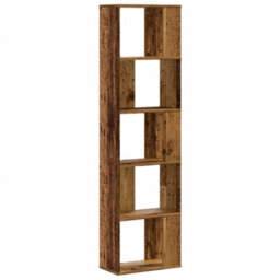 Berkfield Durable Bookcase 5-Tier Old Wood 45X23.5X162.5 Cm Engineered Wood - thumbnail 5