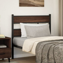 Berkfield Headboard Brown Oak 100 Cm Steel And Engineered Wood - thumbnail 1