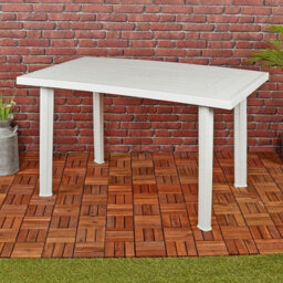 Urbn-Garden Urbnliving 126Cm Length White Large Summer Weather Proof Plastic Rectangle Table Garden Patio Dining Furniture - thumbnail 2