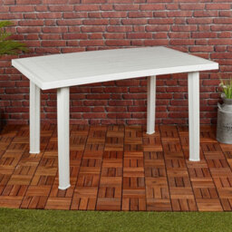 Urbn-Garden Urbnliving 126Cm Length White Large Summer Weather Proof Plastic Rectangle Table Garden Patio Dining Furniture - thumbnail 3