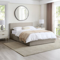 Luna 4Ft6 Double Cream Beige Ottoman Storage Bed With Gas Lift & 20Cm Thick Memory Foam Mattress - L: 203Cm X W: 153Cm X H: 88.5Cm - thumbnail 3