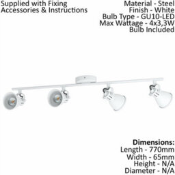 Modern Quad Ceiling Spot Light With 2 Matching Wall Lights - Adjustable Matt White Finish - thumbnail 2