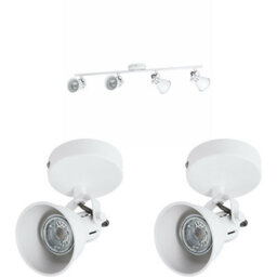 Modern Quad Ceiling Spot Light With 2 Matching Wall Lights - Adjustable Matt White Finish - thumbnail 1