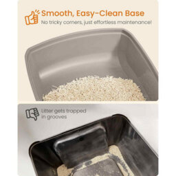 High Sided Open Top Cat Litter Box, Xl Litter Tray With Scoop For Kittens And Adult Cats, Cappuccino Beige - thumbnail 4