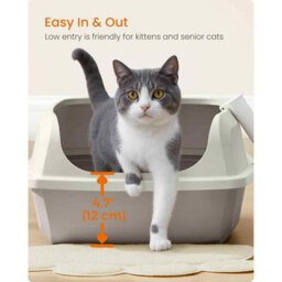 High Sided Open Top Cat Litter Box, Xl Litter Tray With Scoop For Kittens And Adult Cats, Cappuccino Beige - thumbnail 6