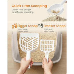 High Sided Open Top Cat Litter Box, Xl Litter Tray With Scoop For Kittens And Adult Cats, Cappuccino Beige - thumbnail 5