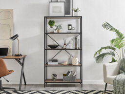 Furniturebox Ashton Black Metal Box Shelf Unit With 5 Scratch Resistant Wood Effect Melamine Shelves Supporting 10Kg Each - thumbnail 2
