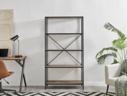Furniturebox Ashton Black Metal Box Shelf Unit With 5 Scratch Resistant Wood Effect Melamine Shelves Supporting 10Kg Each - thumbnail 8