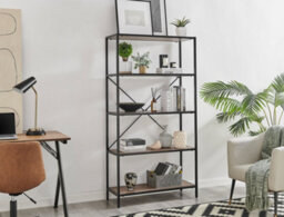 Furniturebox Ashton Black Metal Box Shelf Unit With 5 Scratch Resistant Wood Effect Melamine Shelves Supporting 10Kg Each - thumbnail 7