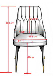 Set Of 6 Blue Velvet Stitched Dining Chair - Modern Dining Room Furniture - thumbnail 5
