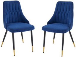 Set Of 6 Blue Velvet Stitched Dining Chair - Modern Dining Room Furniture - thumbnail 8