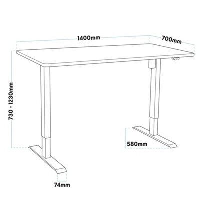 Dellonda Electric Standing Desk, Adjustable, Oak, Office Quiet & Fast 1400 X 700mm - image 1