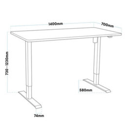 Dellonda Electric Standing Desk, Adjustable, Oak, Office Quiet & Fast 1400 X 700mm