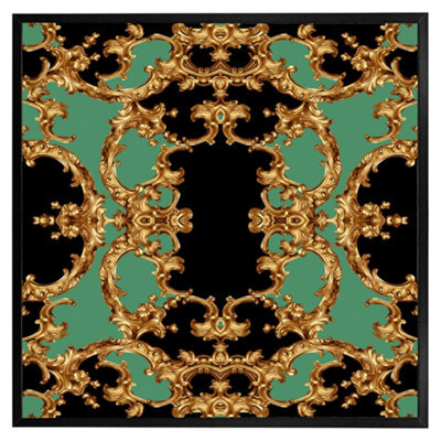 "Andrew Lee Black & Green Baroque (Picutre Frame) / 12X12"" / White" - image 1