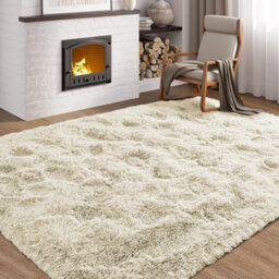 Ameha Living Room Fluffy Shaggy Cream Area Rugs For Bedroom Modern Carpet Non-Slip 120X170 Cm, Non Shedding Indoor/outdoor Rug - thumbnail 4